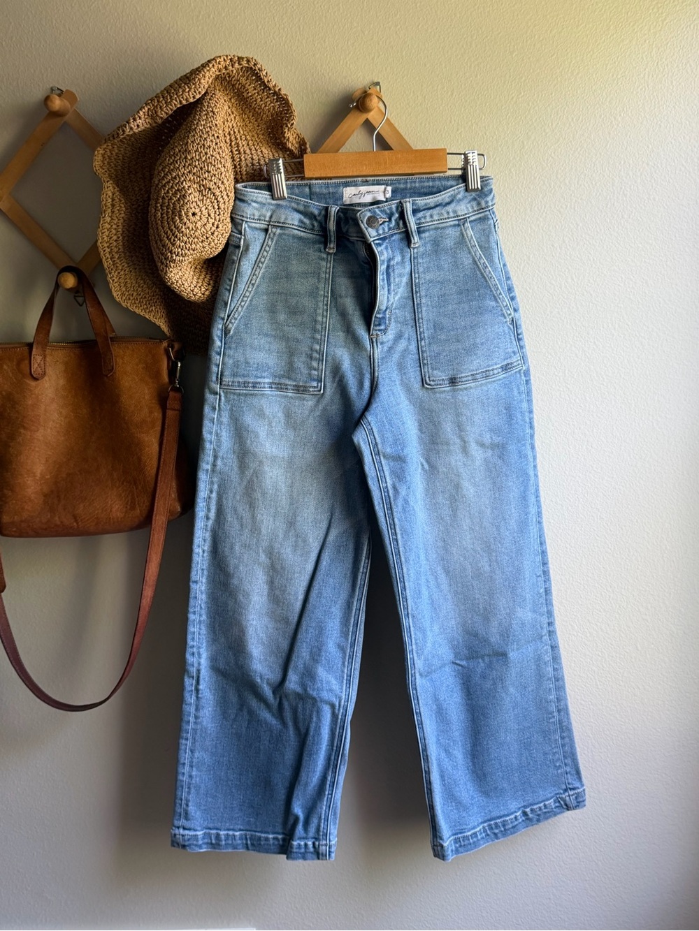 Carly Jean Los Angeles Light Blue Wide-Leg Jeans